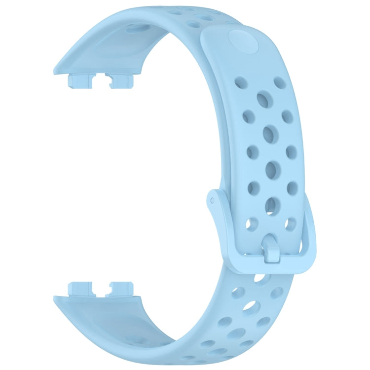 For Huawei Band 9 / 9 NFC / 8 / 8 NFC Round Hole Nail Button Silicone Watch Band(Light Blue) - Watch Bands by buy2fix | Online Shopping UK | buy2fix