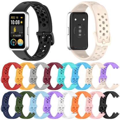 For Huawei Band 9 / 9 NFC / 8 / 8 NFC Round Hole Nail Button Silicone Watch Band(Teal) - Watch Bands by buy2fix | Online Shopping UK | buy2fix