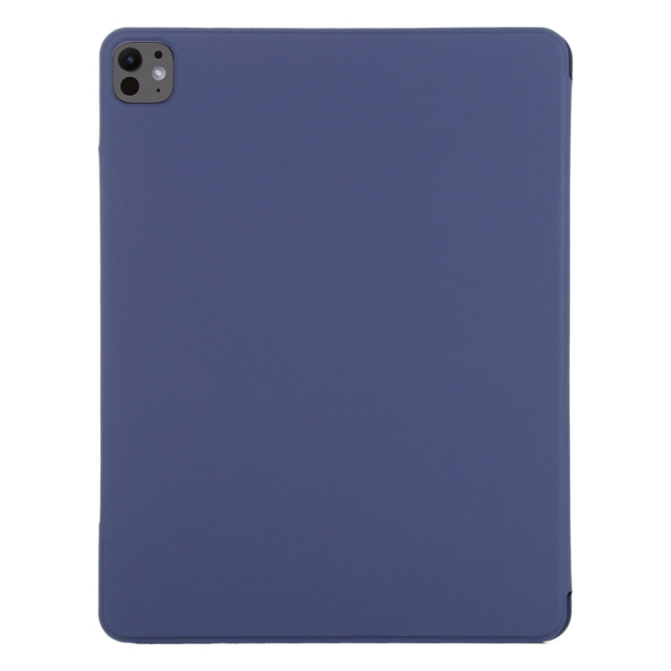 For iPad Pro 13 2024 Double-sided Clip Fixed Buckle Magnetic PU Leather Smart Tablet Case(Dark Blue) - iPad Pro 13 2024 Cases by buy2fix | Online Shopping UK | buy2fix