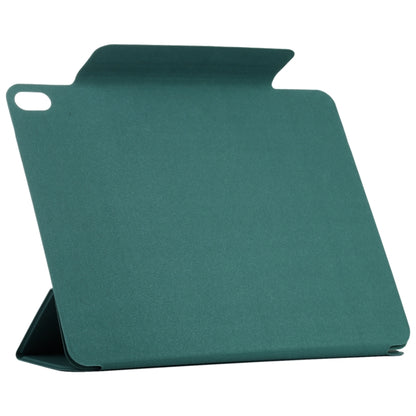 For iPad Air 11 2025 / 2024 Double-sided Clip Fixed Buckle Magnetic PU Leather Smart Tablet Case(Dark Green) - iPad Air 11 2025 / 2024 Cases by buy2fix | Online Shopping UK | buy2fix