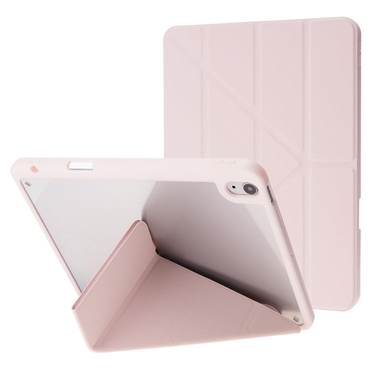 For iPad Air 11 2024 Deformation Transparent Acrylic Leather Tablet Case(Pink) - iPad Air 11 2024 Cases by buy2fix | Online Shopping UK | buy2fix