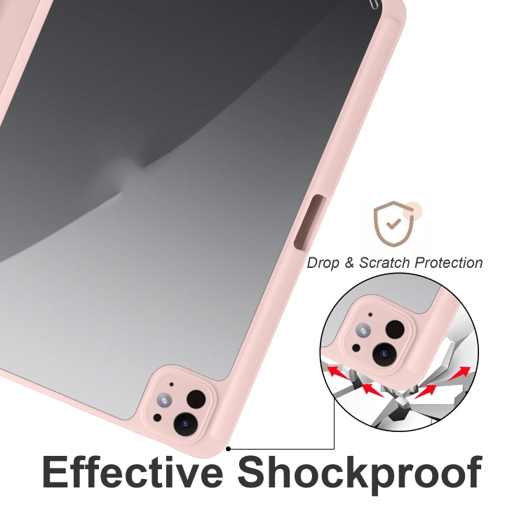 For iPad Pro 11 2024 Acrylic 3-folding Smart Leather Tablet Case(Pink) - iPad Pro 11 2024 Cases by buy2fix | Online Shopping UK | buy2fix