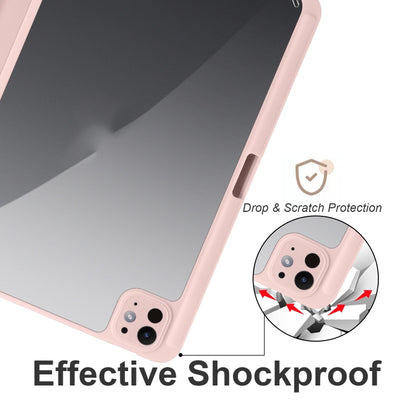 For iPad Pro 11 2024 Acrylic 3-folding Smart Leather Tablet Case(Pink) - iPad Pro 11 2024 Cases by buy2fix | Online Shopping UK | buy2fix