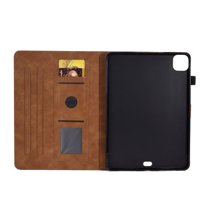 For iPad Pro 11 2024 Embossed Smile Smart Leather Tablet Case(Brown) - iPad Pro 11 2024 Cases by buy2fix | Online Shopping UK | buy2fix