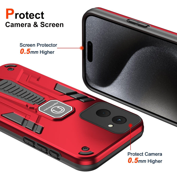 For Motorola Moto G Power 2024 Shockproof Holder Phone Case(Red) - Motorola Cases by buy2fix | Online Shopping UK | buy2fix