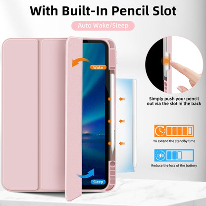 For iPad Pro 11 2024 3-fold TPU Smart Leather Tablet Case with Pen Slot(Pink) - iPad Pro 11 2024 Cases by buy2fix | Online Shopping UK | buy2fix