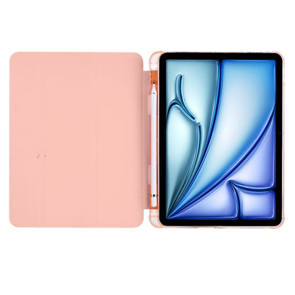 For iPad Air 11 2024 3-fold TPU Leather Smart Tablet Case with Pen Slot(Pink) - iPad Air 11 2024 Cases by buy2fix | Online Shopping UK | buy2fix