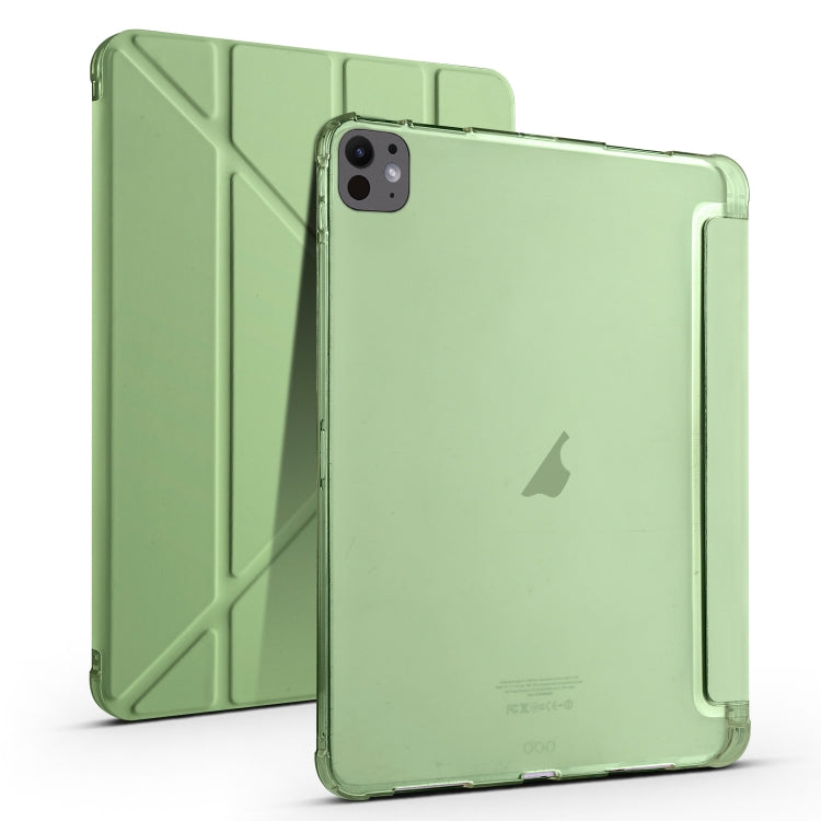 For iPad Pro 11 2024 Multi-folding TPU Leather Smart Tablet Case with Pen Slot(Matcha Green) - iPad Pro 11 2024 Cases by buy2fix | Online Shopping UK | buy2fix