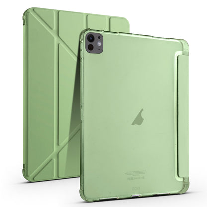 For iPad Pro 11 2024 Multi-folding TPU Leather Smart Tablet Case with Pen Slot(Matcha Green) - iPad Pro 11 2024 Cases by buy2fix | Online Shopping UK | buy2fix