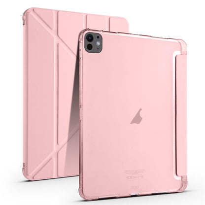 For iPad Pro 11 2024 Multi-folding TPU Leather Smart Tablet Case with Pen Slot(Pink) - iPad Pro 11 2024 Cases by buy2fix | Online Shopping UK | buy2fix