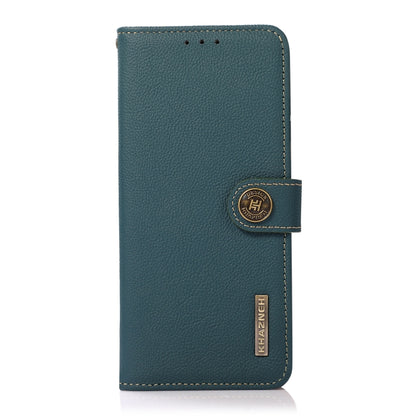 For iPhone 16 Plus KHAZNEH Custer Genuine Leather RFID Phone Case(Green) - iPhone 16 Plus Cases by buy2fix | Online Shopping UK | buy2fix