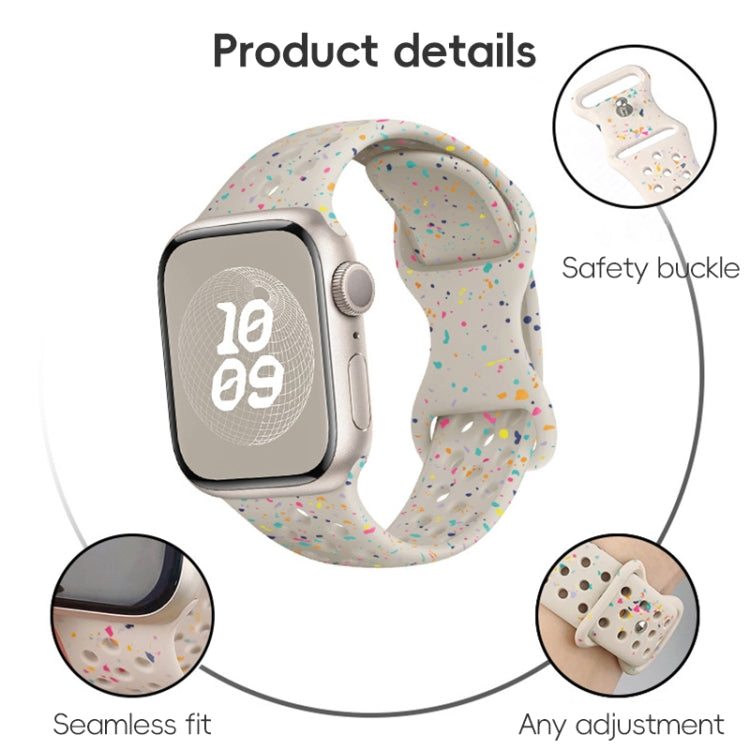 For Apple Watch 42mm Hole Style Butterfly Buckle Camouflage Silicone Watch Band(Smoke Purple) - Watch Bands by buy2fix | Online Shopping UK | buy2fix