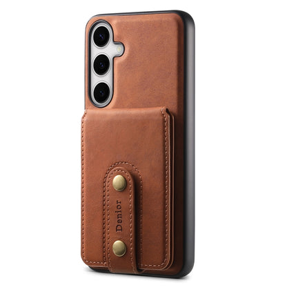 For Samsung Galaxy S24+ 5G Denior D14 NK Retro Pattern MagSafe Magnetic Card Holder Leather Phone Case(Brown) - Galaxy S24+ 5G Cases by Denior | Online Shopping UK | buy2fix