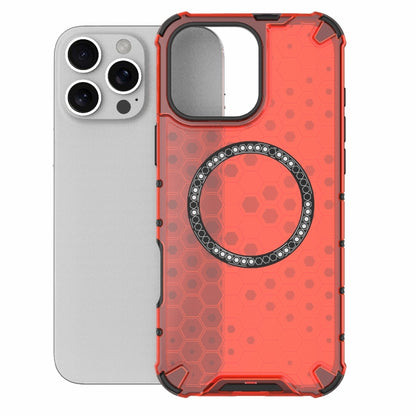 For iPhone 16 Pro Max Honeycomb Magnetic Ring Shockproof Phone Case(Red) - iPhone 16 Pro Max Cases by buy2fix | Online Shopping UK | buy2fix