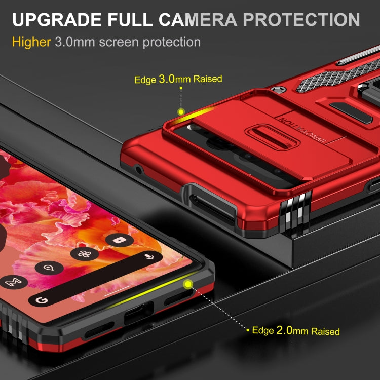 For Google Pixel 9 Pro XL 6.8 Armor PC + TPU Camera Shield Phone Case(Red) - Google Cases by buy2fix | Online Shopping UK | buy2fix