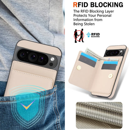 For Google Pixel 9 RFID Anti-theft Card Ring Holder Phone Case(White) - Google Cases by buy2fix | Online Shopping UK | buy2fix