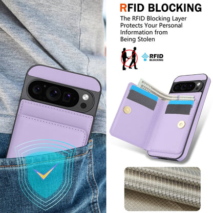 For Google Pixel 9 Pro XL RFID Anti-theft Card Ring Holder Phone Case(Purple) - Google Cases by buy2fix | Online Shopping UK | buy2fix