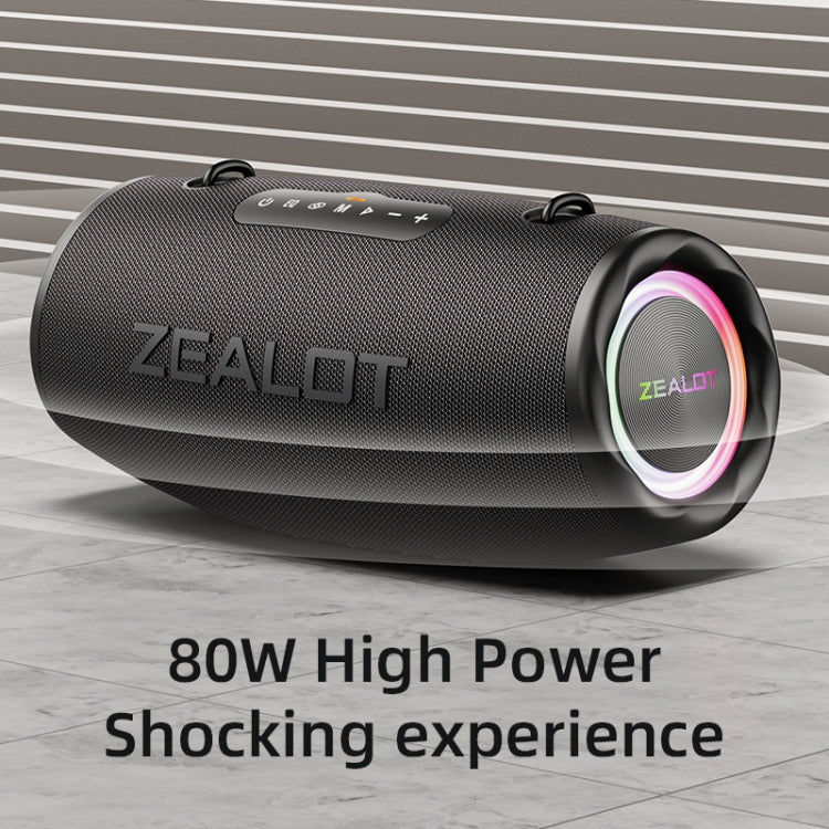 Zealot S87 80W Portable Outdoor Bluetooth Speaker with RGB Light(Black) - Waterproof Speaker by ZEALOT | Online Shopping UK | buy2fix