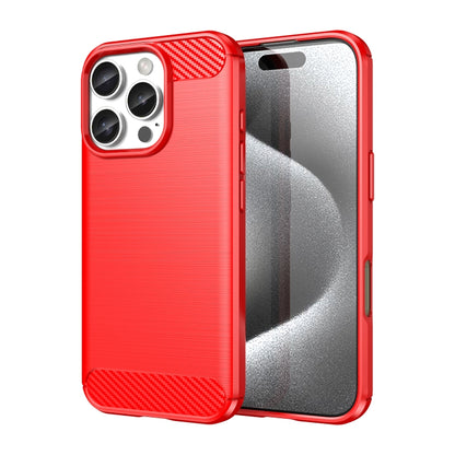 For iPhone 16 Pro Brushed Texture Carbon Fiber TPU Phone Case(Red) - iPhone 16 Pro Cases by buy2fix | Online Shopping UK | buy2fix