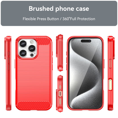 For iPhone 16 Pro Brushed Texture Carbon Fiber TPU Phone Case(Red) - iPhone 16 Pro Cases by buy2fix | Online Shopping UK | buy2fix