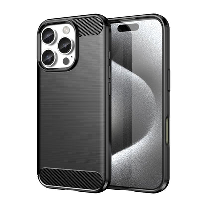 For iPhone 16 Pro Brushed Texture Carbon Fiber TPU Phone Case(Black) - iPhone 16 Pro Cases by buy2fix | Online Shopping UK | buy2fix