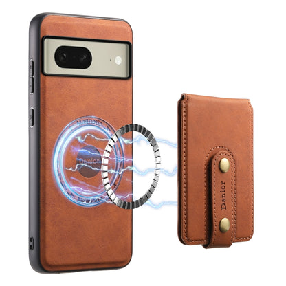 For Google Pixel 8 Denior D14 NK Retro Pattern MagSafe Magnetic Card Holder Leather Phone Case(Brown) - Google Cases by Denior | Online Shopping UK | buy2fix