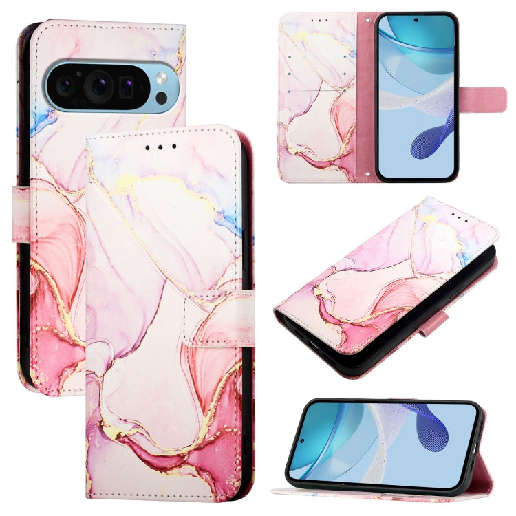 For Google Pixel 9 PT003 Marble Pattern Flip Leather Phone Case(Rose Gold) - Google Cases by buy2fix | Online Shopping UK | buy2fix