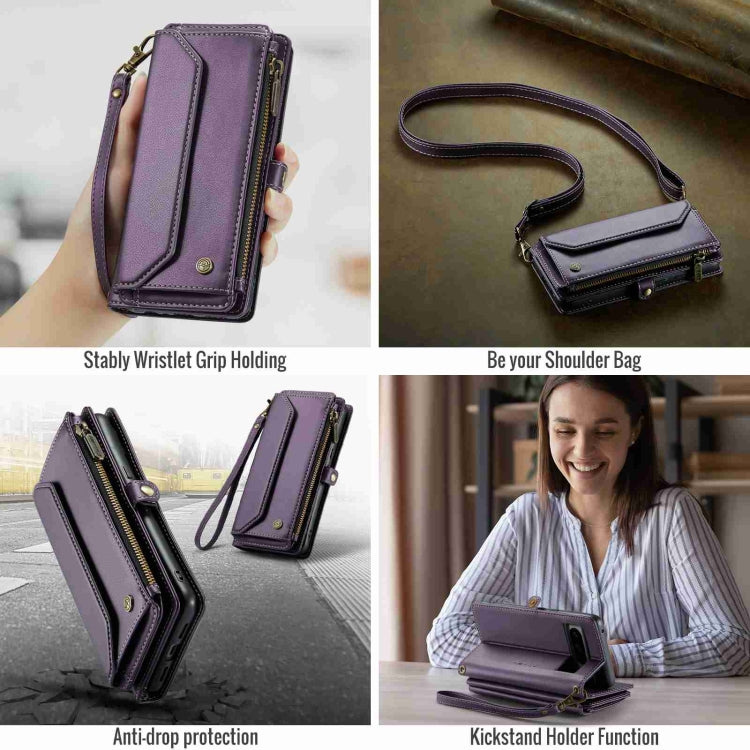 For Google Pixel 8 Pro CaseMe C36 Card Slots Zipper Wallet RFID Anti-theft Leather Phone Case(Purple) - Google Cases by CaseMe | Online Shopping UK | buy2fix