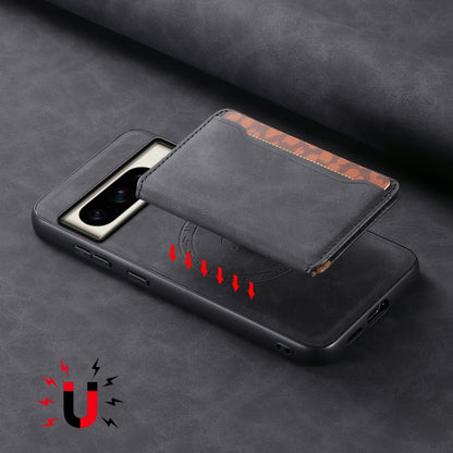 For Google Pixel 8 Pro Denior D13 Retro Texture Leather MagSafe Card Bag Phone Case(Black) - Google Cases by Denior | Online Shopping UK | buy2fix