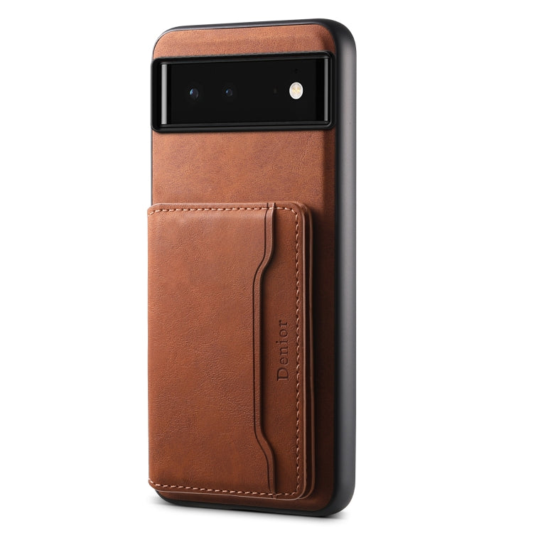 For Google Pixel 6 Denior D13 Retro Texture Leather MagSafe Card Bag Phone Case(Brown) - Google Cases by Denior | Online Shopping UK | buy2fix