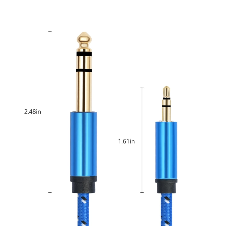 3662-3662BK 3.5mm Male to 6.35mm Male Stereo Amplifier Audio Cable, Length:1m(Blue) - Microphone Audio Cable & Connector by buy2fix | Online Shopping UK | buy2fix