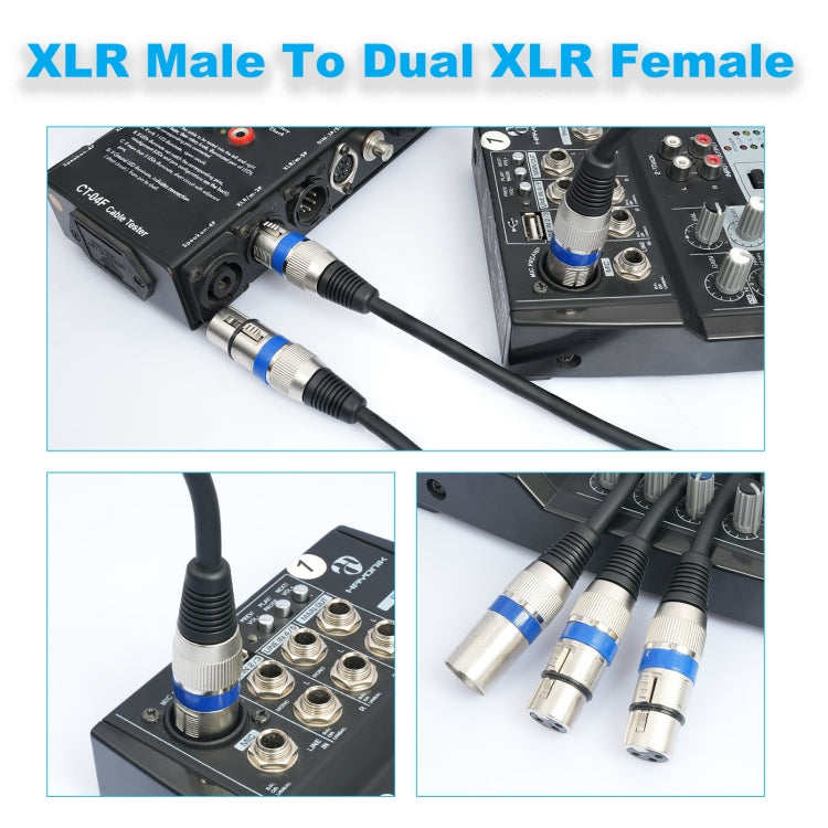 2055YMFF-05 XLR 3pin Male to Dual Female Audio Cable, Length: 50cm(Black+Black) - Microphone Audio Cable & Connector by buy2fix | Online Shopping UK | buy2fix