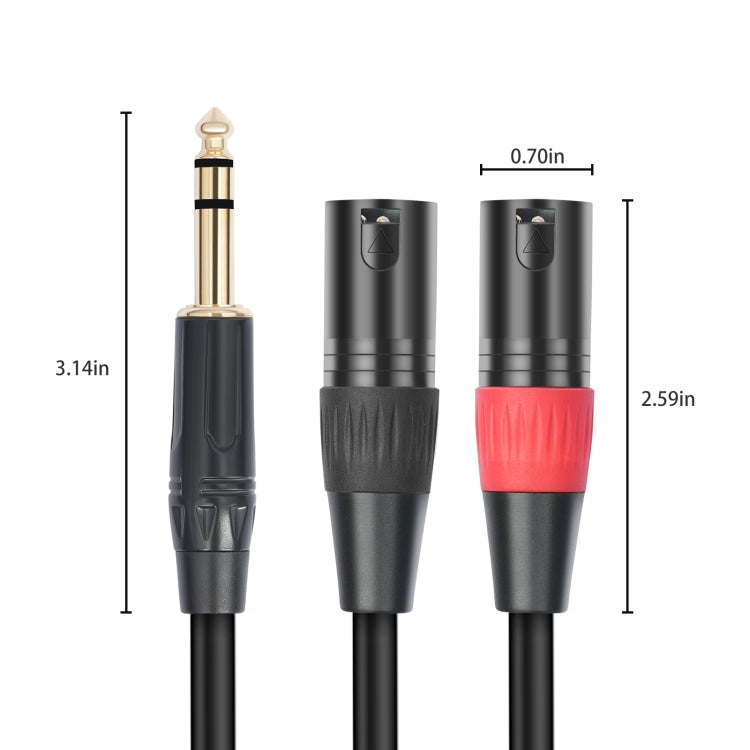 TC145YXK108RE-10 6.35mm 1/4 TRS Male to Dual XLR Male Audio Cable, Length:1m(Black) - Microphone Audio Cable & Connector by buy2fix | Online Shopping UK | buy2fix