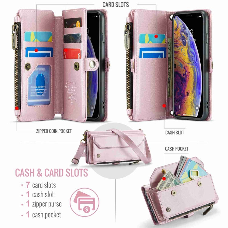 For iPhone XS Max CaseMe C36 Card Slots Zipper Wallet RFID Anti-theft Leather Phone Case(Pink) - More iPhone Cases by CaseMe | Online Shopping UK | buy2fix