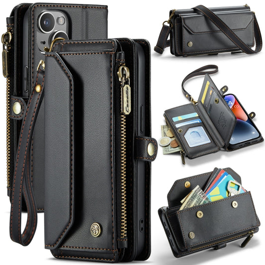 For iPhone 14 Plus CaseMe C36 Card Slots Zipper Wallet RFID Anti-theft Leather Phone Case(Black) - iPhone 14 Plus Cases by CaseMe | Online Shopping UK | buy2fix