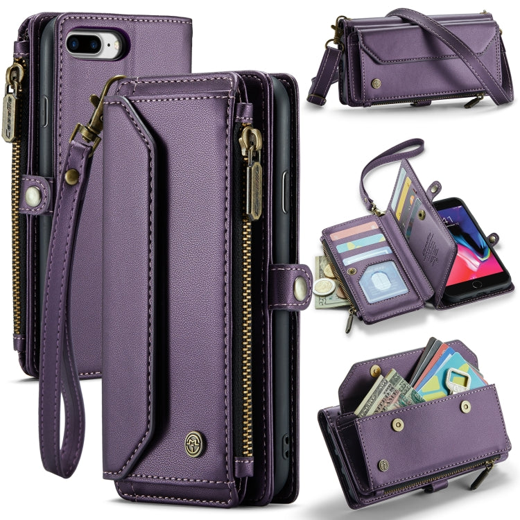 For iPhone 8 Plus / 7 Plus / 6 Plus CaseMe C36 Card Slots Zipper Wallet RFID Anti-theft Leather Phone Case(Purple) - More iPhone Cases by CaseMe | Online Shopping UK | buy2fix