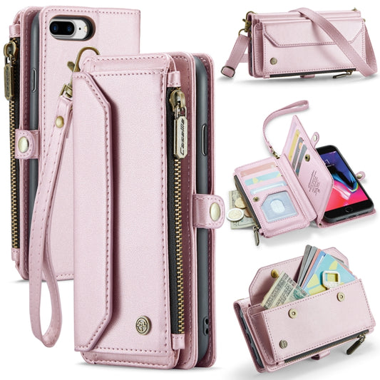 For iPhone 8 Plus / 7 Plus / 6 Plus CaseMe C36 Card Slots Zipper Wallet RFID Anti-theft Leather Phone Case(Pink) - More iPhone Cases by CaseMe | Online Shopping UK | buy2fix