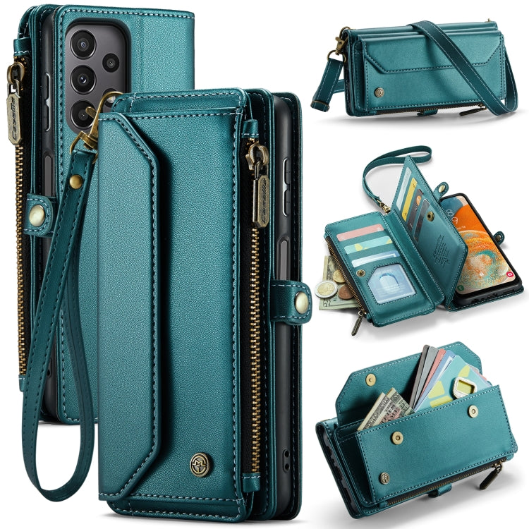 For Samsung Galaxy A23 CaseMe C36 Card Slots Zipper Wallet RFID Anti-theft Leather Phone Case(Blue-green) - Galaxy Phone Cases by CaseMe | Online Shopping UK | buy2fix