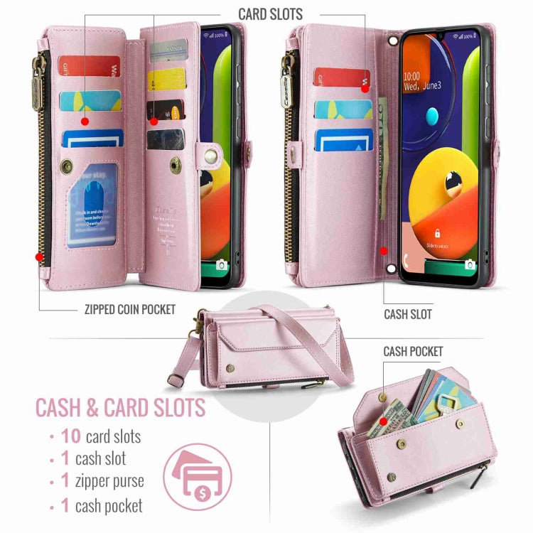 For Samsung Galaxy A30s / A50s / A50 CaseMe C36 Card Slots Zipper Wallet RFID Anti-theft Leather Phone Case(Pink) - Galaxy Phone Cases by CaseMe | Online Shopping UK | buy2fix