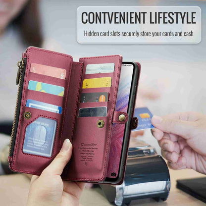 For Samsung Galaxy A53 5G CaseMe C36 Card Slots Zipper Wallet RFID Anti-theft Leather Phone Case(Wine Red) - Galaxy Phone Cases by CaseMe | Online Shopping UK | buy2fix