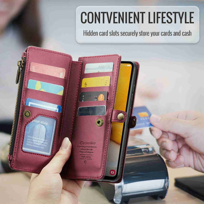 For Samsung Galaxy A72 CaseMe C36 Card Slots Zipper Wallet RFID Anti-theft Leather Phone Case(Wine Red) - Galaxy Phone Cases by CaseMe | Online Shopping UK | buy2fix