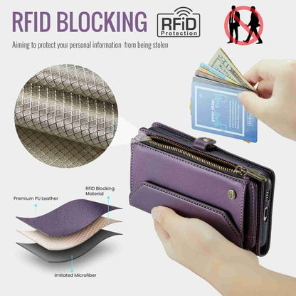 For Samsung Galaxy S22+ 5G CaseMe C36 Card Slots Zipper Wallet RFID Anti-theft Leather Phone Case(Purple) - Galaxy S22+ 5G Cases by CaseMe | Online Shopping UK | buy2fix