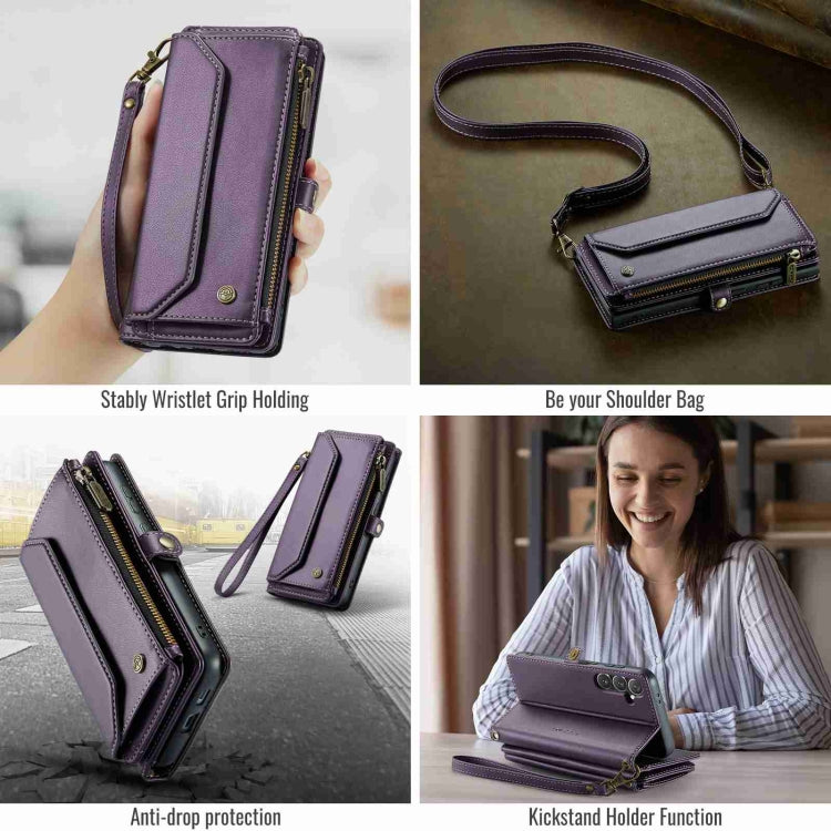 For Samsung Galaxy S24 5G CaseMe C36 Card Slots Zipper Wallet RFID Anti-theft Leather Phone Case(Purple) - Galaxy S24 5G Cases by CaseMe | Online Shopping UK | buy2fix