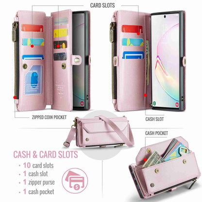 For Samsung Galaxy Note10+ CaseMe C36 Card Slots Zipper Wallet RFID Anti-theft Leather Phone Case(Pink) - Galaxy Phone Cases by CaseMe | Online Shopping UK | buy2fix