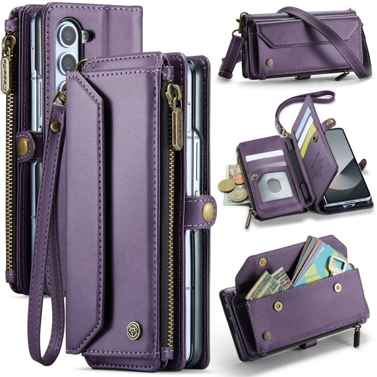 For Samsung Galaxy Z Fold6 5G CaseMe C36 Card Slots Zipper Wallet RFID Anti-theft Leather Phone Case(Purple) - Galaxy Z Fold6 5G Cases by CaseMe | Online Shopping UK | buy2fix