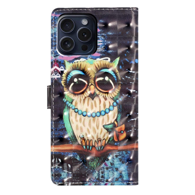 For iPhone 16 Pro Max 3D Pattern Leather Phone Case(Big-eyed owl) - iPhone 16 Pro Max Cases by buy2fix | Online Shopping UK | buy2fix