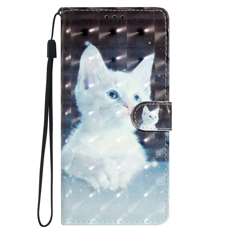 For Motorola Moto G Stylus 5G 2024 3D Pattern Leather Phone Case(White Cat) - Motorola Cases by buy2fix | Online Shopping UK | buy2fix