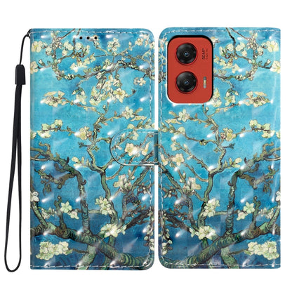 For Motorola Moto G Stylus 5G 2024 3D Pattern Leather Phone Case(Blue Base Apricot Flower) - Motorola Cases by buy2fix | Online Shopping UK | buy2fix