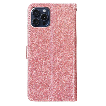 For iPhone 16 Pro Glitter Powder Flip Leather Phone Case(Rose Gold) - iPhone 16 Pro Cases by buy2fix | Online Shopping UK | buy2fix