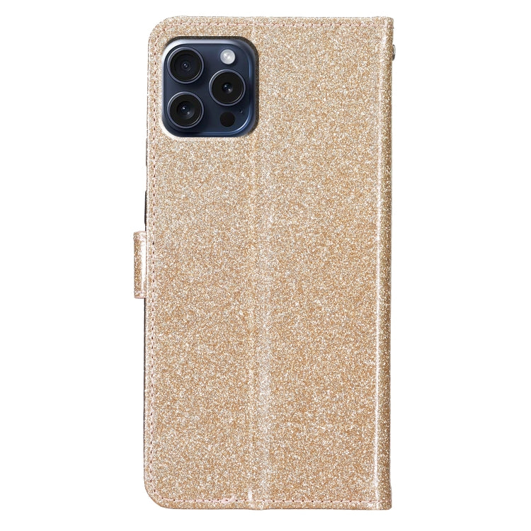 For iPhone 16 Pro Max Glitter Powder Flip Leather Phone Case(Gold) - iPhone 16 Pro Max Cases by buy2fix | Online Shopping UK | buy2fix